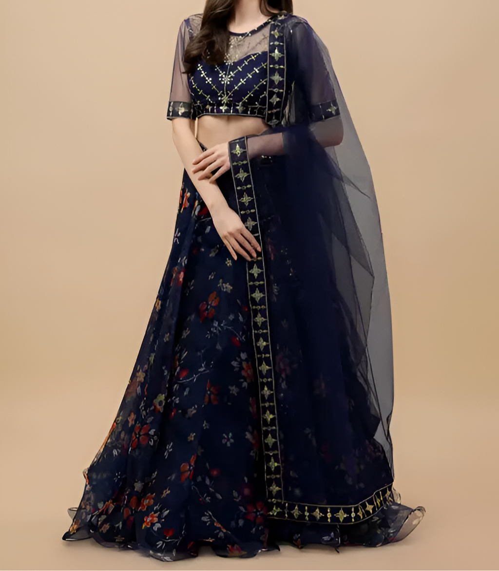 FURBELOW™ Embellished Lehenga & Choli Set with Dupatta