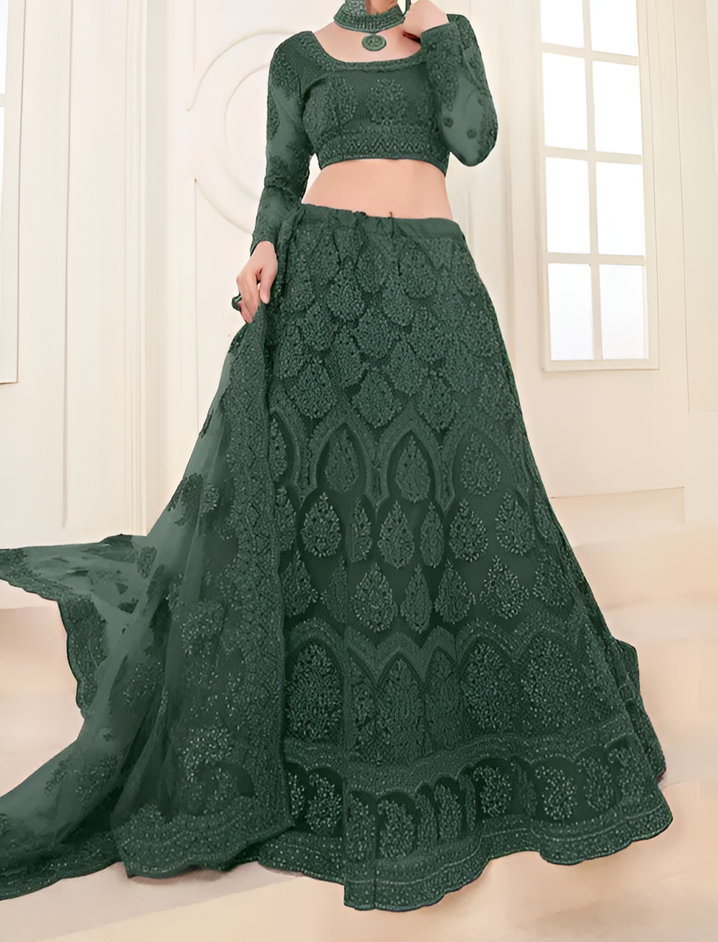 FURBELOW™ Cording Lehenga Choli (Semi Stitched)