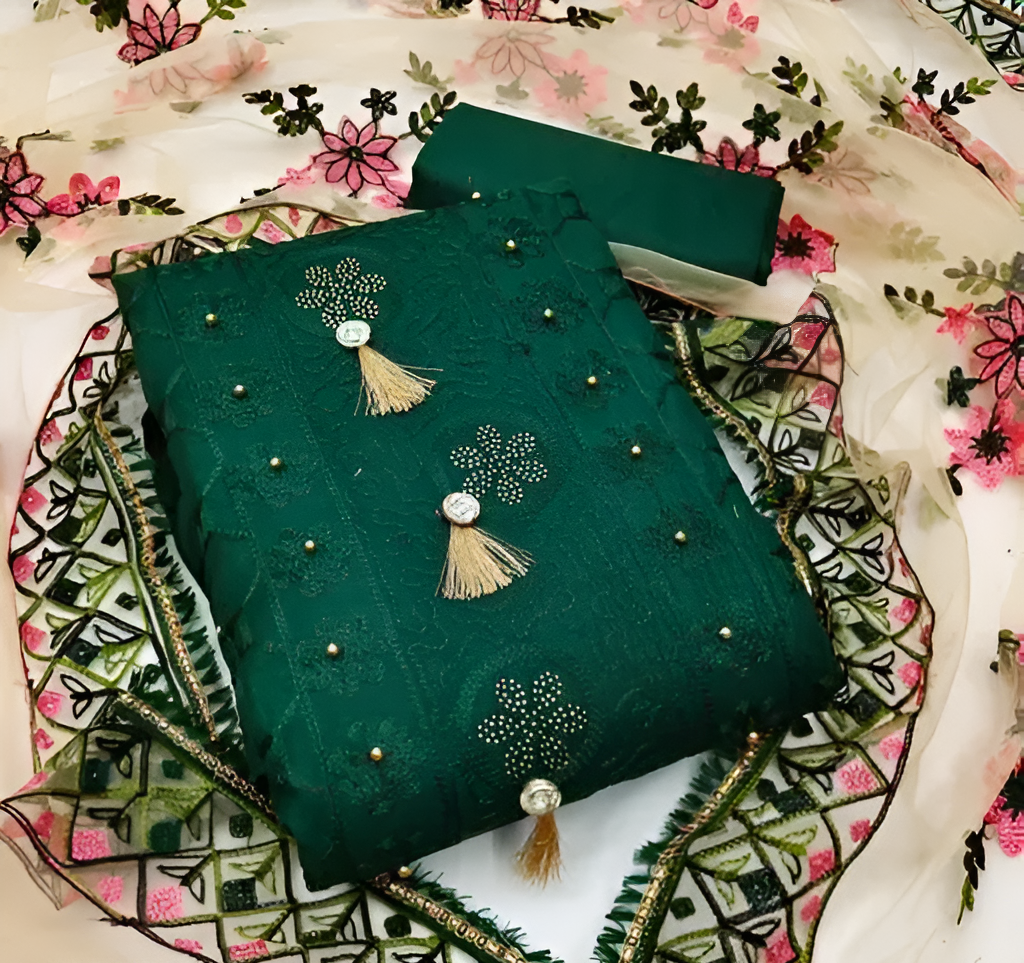 FURBELOW™ Floral Embroidered Cotton Suits & Dress Materials