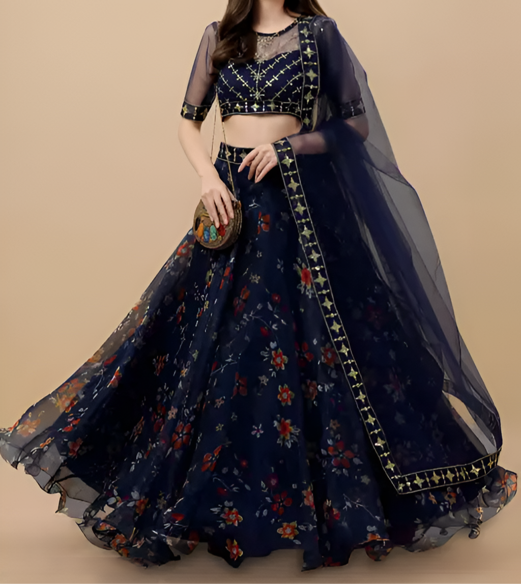 FURBELOW™ Embellished Lehenga & Choli Set with Dupatta