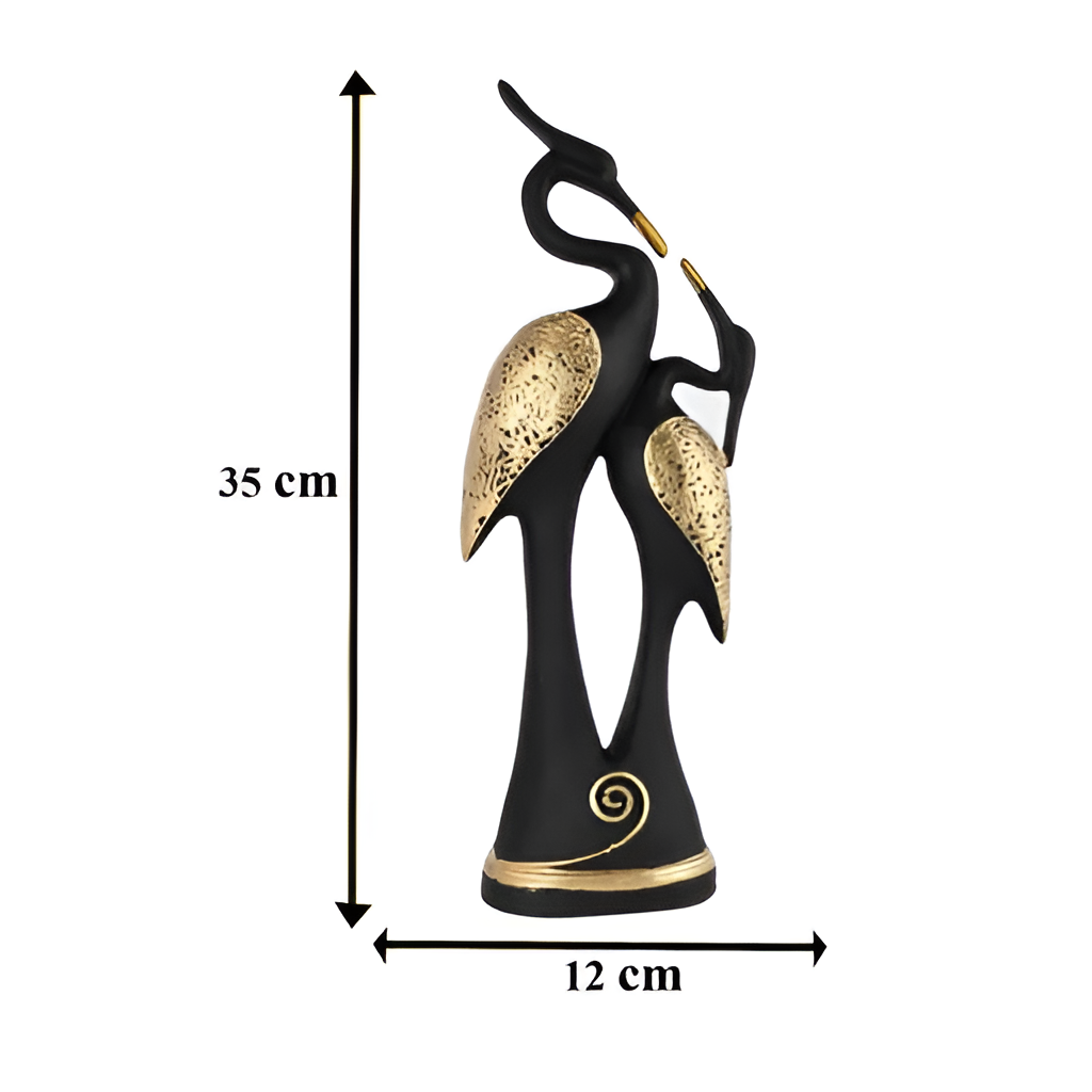 Velvique™ Black Pair of Kissing Swan (Black and Gold)