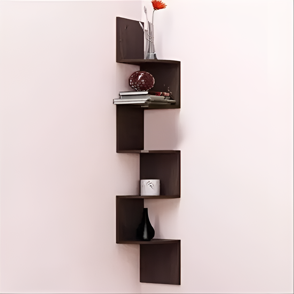 Velvique™ Wooden Zig zag Corner Rack Shelve