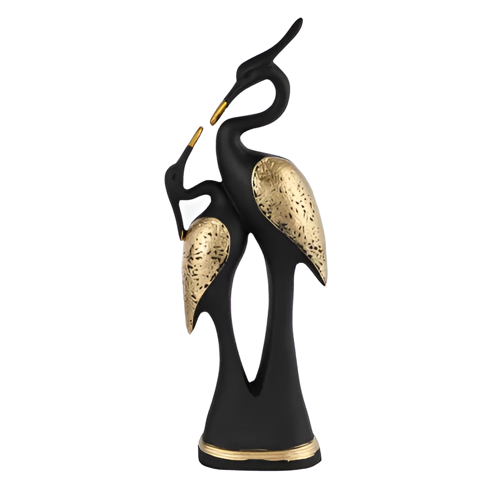 Velvique™ Black Pair of Kissing Swan (Black and Gold)