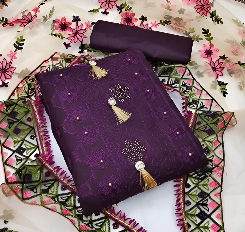 FURBELOW™ Floral Embroidered Cotton Suits & Dress Materials
