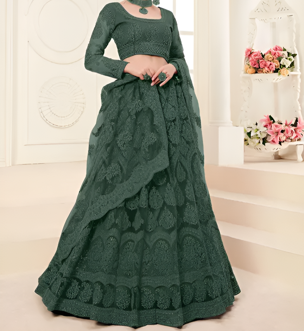 FURBELOW™ Cording Lehenga Choli (Semi Stitched)