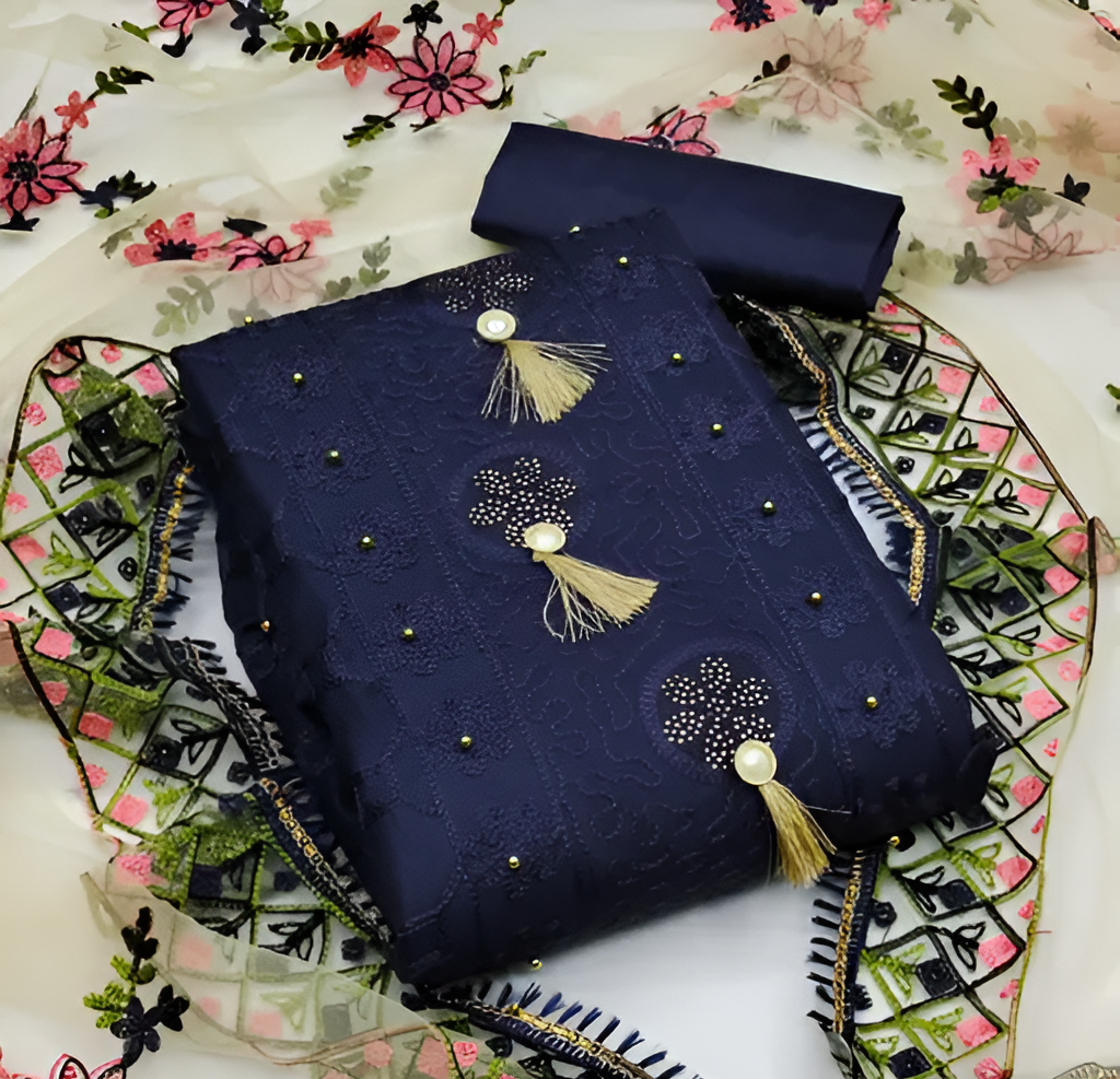 FURBELOW™ Floral Embroidered Cotton Suits & Dress Materials