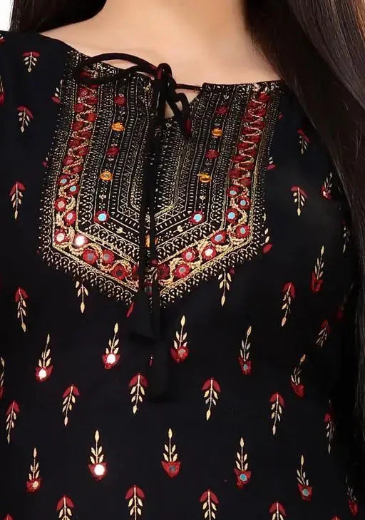 BLACK PRINTED KURTA SET