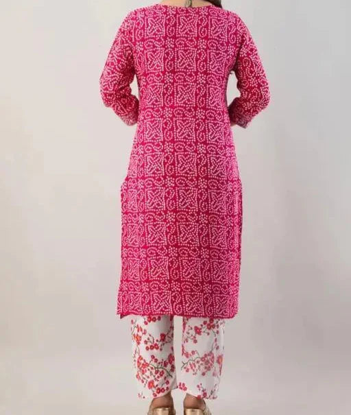 PINK PRINTED KURTI SET