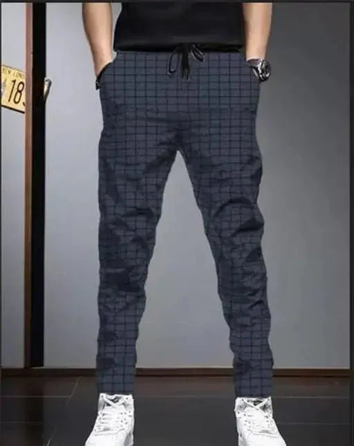Checked Trackpants Navy