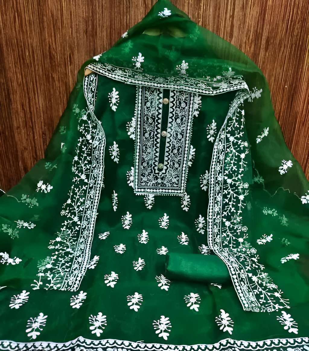Organza™ Unstitched Embellished Embroidered Suit