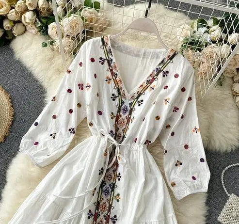 ROYALICA™ Embroidered White Dress