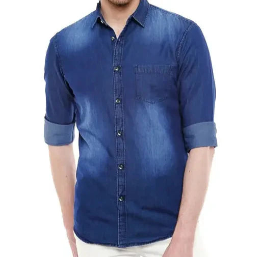 Men's Silky Dark Blue Shirt
