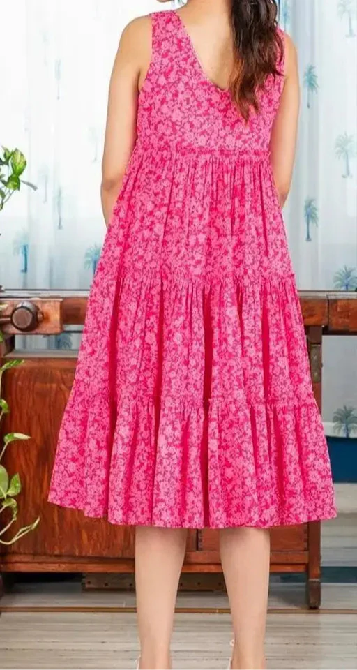 PINK FLORAL PRINTED DRESS