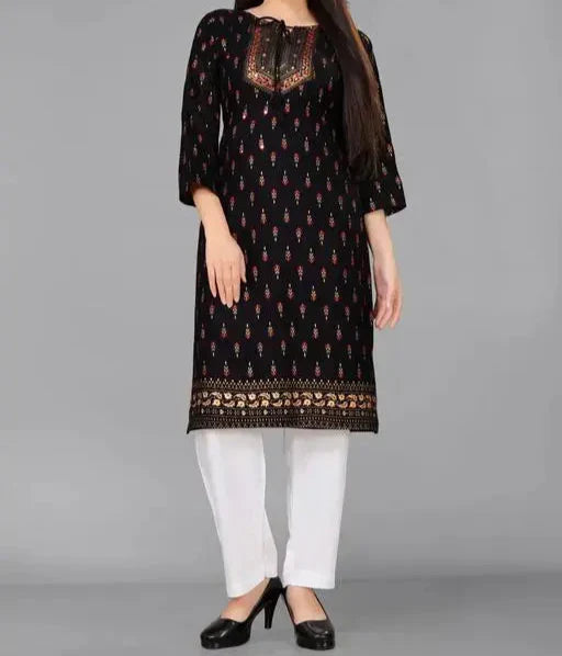 BLACK PRINTED KURTA SET