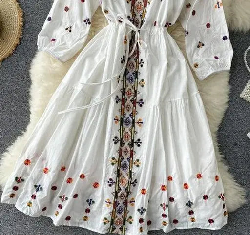 ROYALICA™ Embroidered White Dress