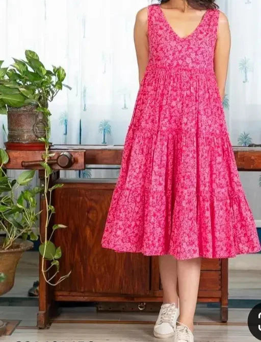 PINK FLORAL PRINTED DRESS