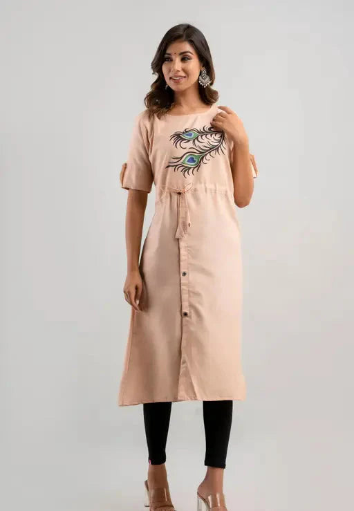 Women's Cotton Slub Printed Aline Kurti