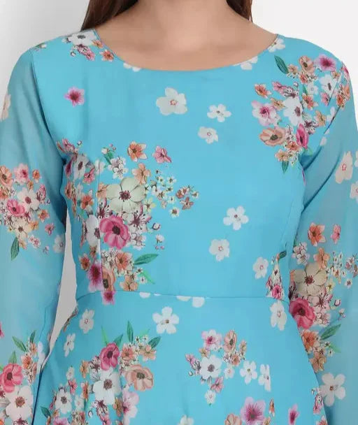 SKY BLUE ANARKALI KURTI