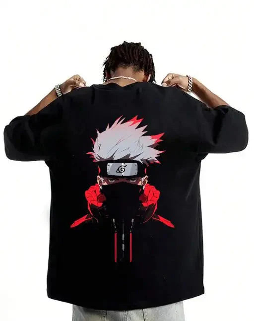 TES™ KAKASHI printed anime oversized T-shirt (BLACK)