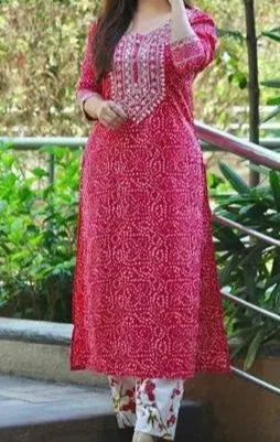 PINK PRINTED KURTI SET