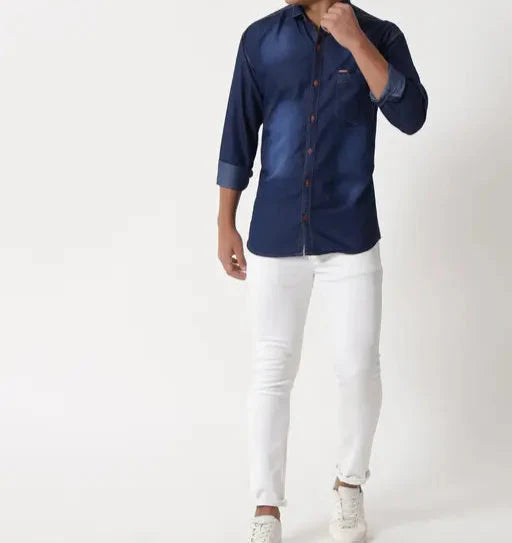 Men's Silky Dark Blue Shirt