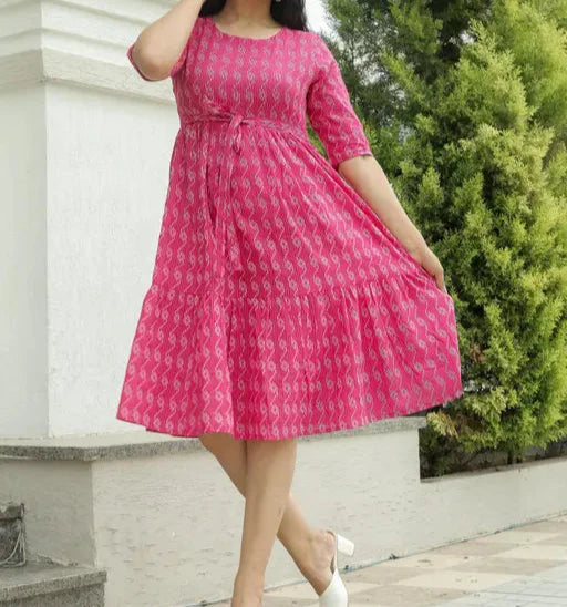 Elegant™ Cotton Dress In Solid Pattern