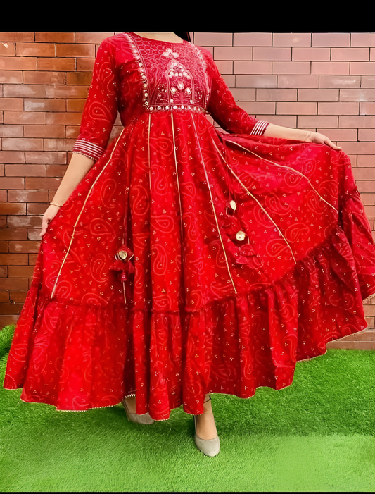 RIAL™ Red Anarkali Kurti