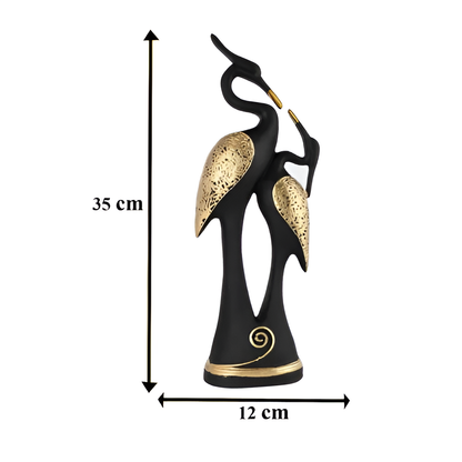Velvique™ Black Pair of Kissing Swan (Black and Gold)