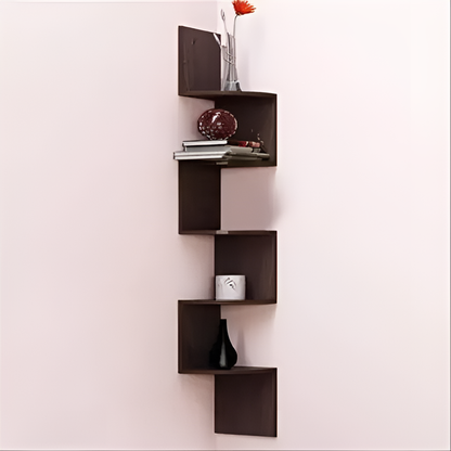 Velvique™ Wooden Zig zag Corner Rack Shelve