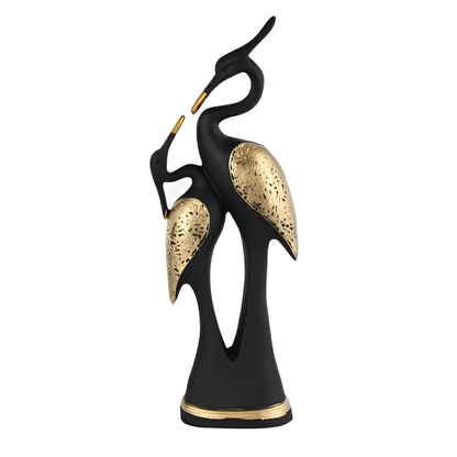 Velvique™ Black Pair of Kissing Swan (Black and Gold)