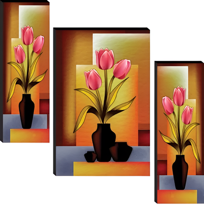 Velvique™ Flower Pots UV Textured Wall Painting (Set of 3)