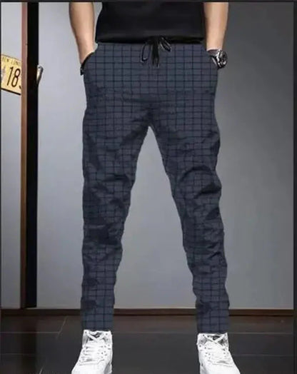 Checked Trackpants Navy