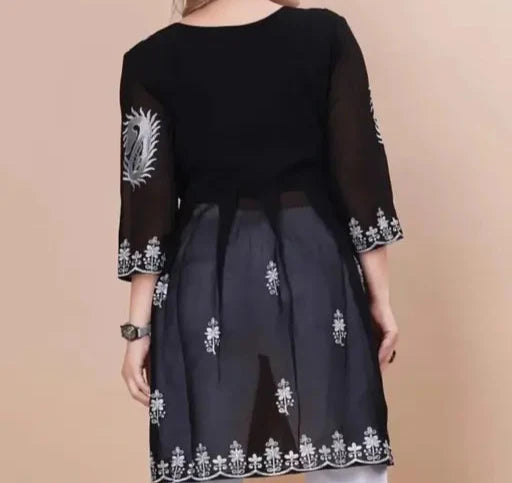 BLACK CHIKANKARI KURTI