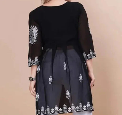 BLACK CHIKANKARI KURTI
