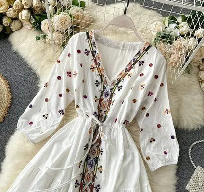 ROYALICA™ Embroidered White Dress