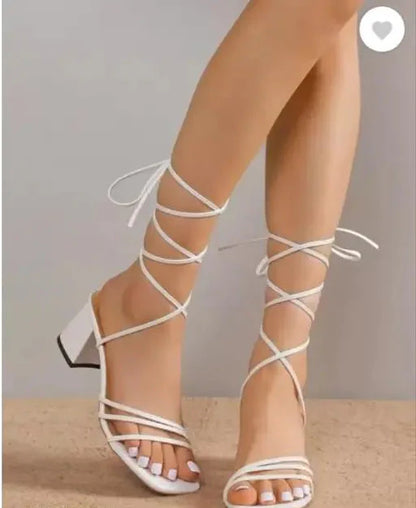 White heels sandals