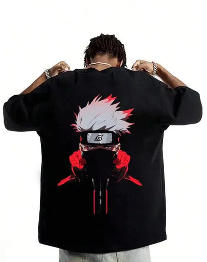 TES™ KAKASHI printed anime oversized T-shirt (BLACK)